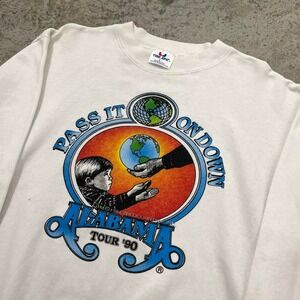 Vintage 1990 Alabama Band Pass It On Down Tour Sweatshirt White Tee Jays Large